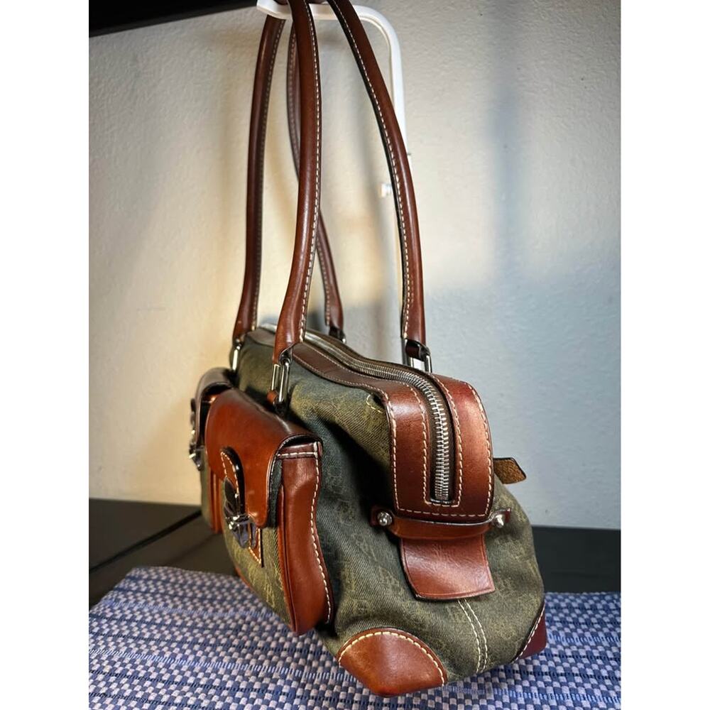 Dooney & Bourke Double Pocket Signature Anniversary Satchel in hunter green - Picture 2 of 9